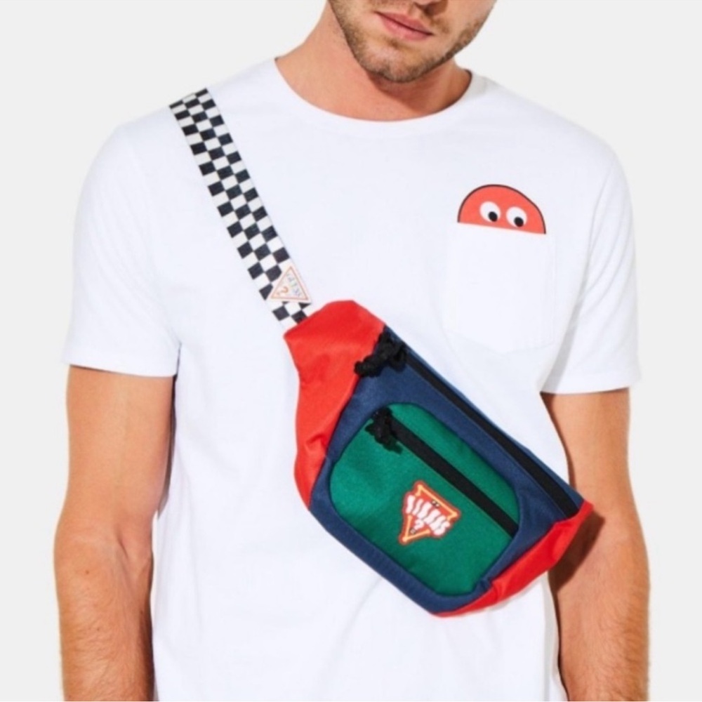 Y2K Guess Men’s X J Balvin Vibras Stylish Retro  Red and Green Belt Bag